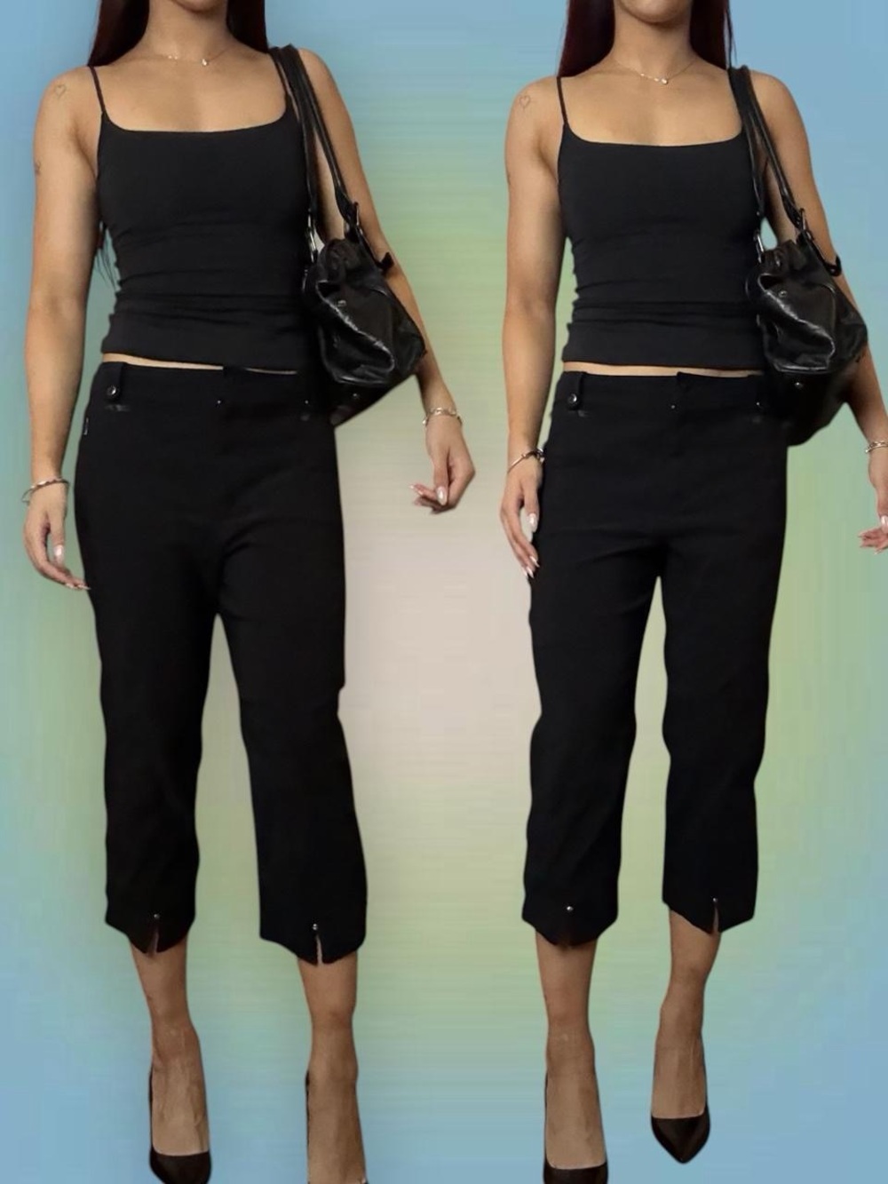 Black Cropped Straight-Leg Pants — Women